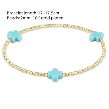 18K Gold Plated Cross Charm Bracelet