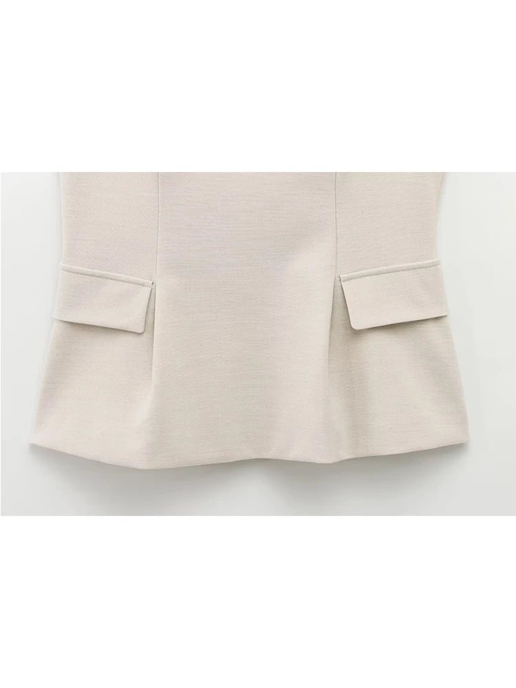 Chic Sleeveless V-Neck Top with Skirt