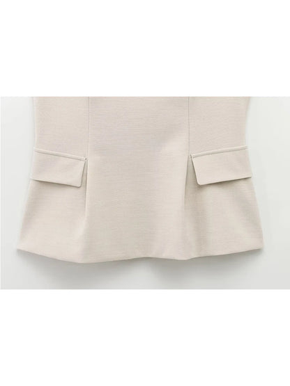 Chic Sleeveless V-Neck Top with Skirt