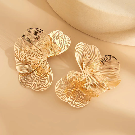 Elegant Multi-Layer Petal Flower Stud Earrings