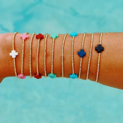 18K Gold Plated Cross Charm Bracelet