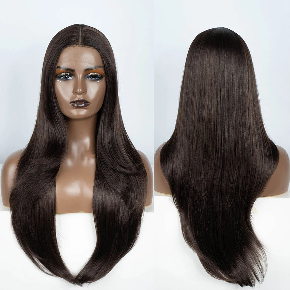 Ombre Chocolate Brown Synthetic Lace Front Wig