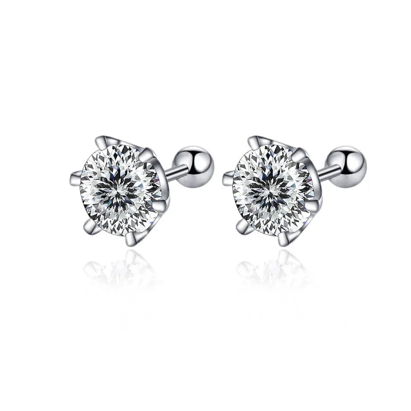 0.5–2ct Moissanite Screw Back Stud Earrings