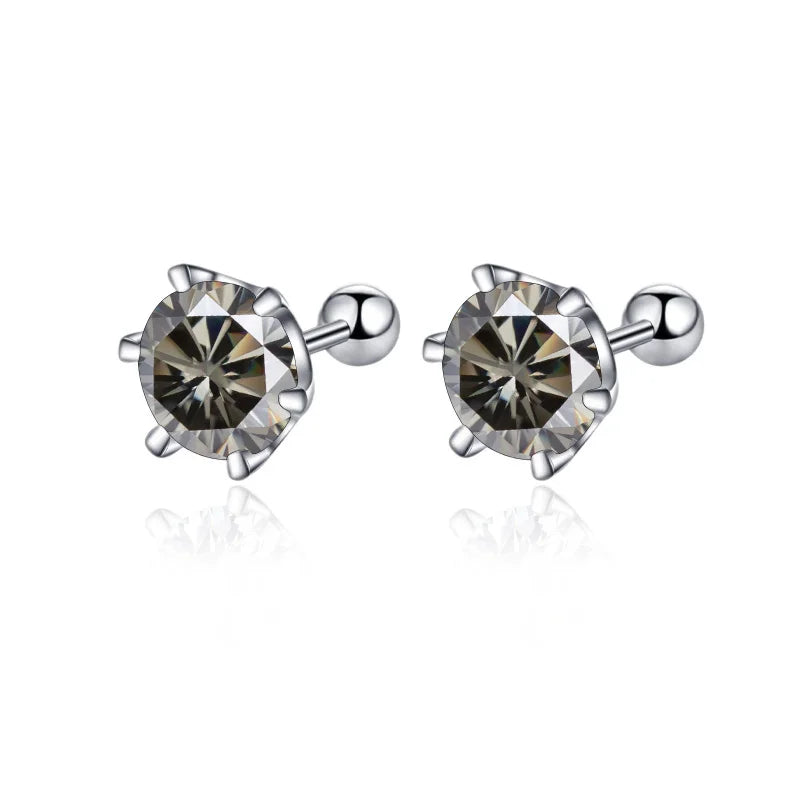 0.5–2ct Moissanite Screw Back Stud Earrings