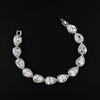Luxury 18CM “Angel Tears” Pear-Shaped Silver Color Bracelet