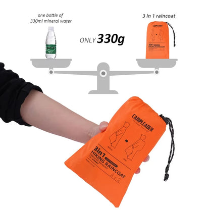 3-in-1 Long Hooded Raincoat