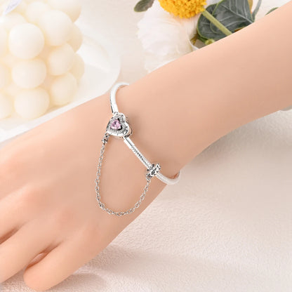 Silver-Plated Charm Bracelet with Safety Chain Clasp