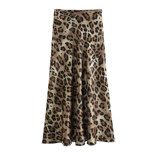 Women’s Leopard Print Midi Skirt
