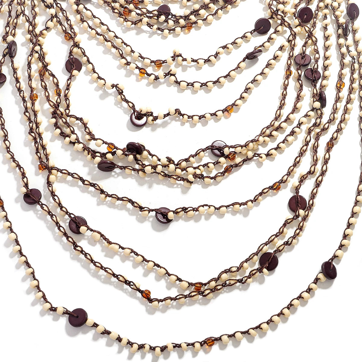 Trendy Handmade Brown Beaded Seashell Necklace