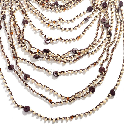 Trendy Handmade Brown Beaded Seashell Necklace
