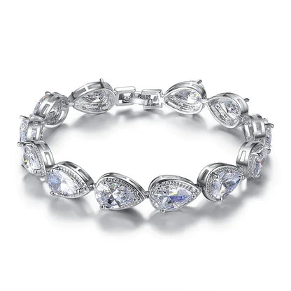 Luxury 18CM “Angel Tears” Pear-Shaped Silver Color Bracelet