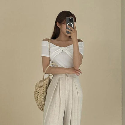 Off-Shoulder Slim Crop Top