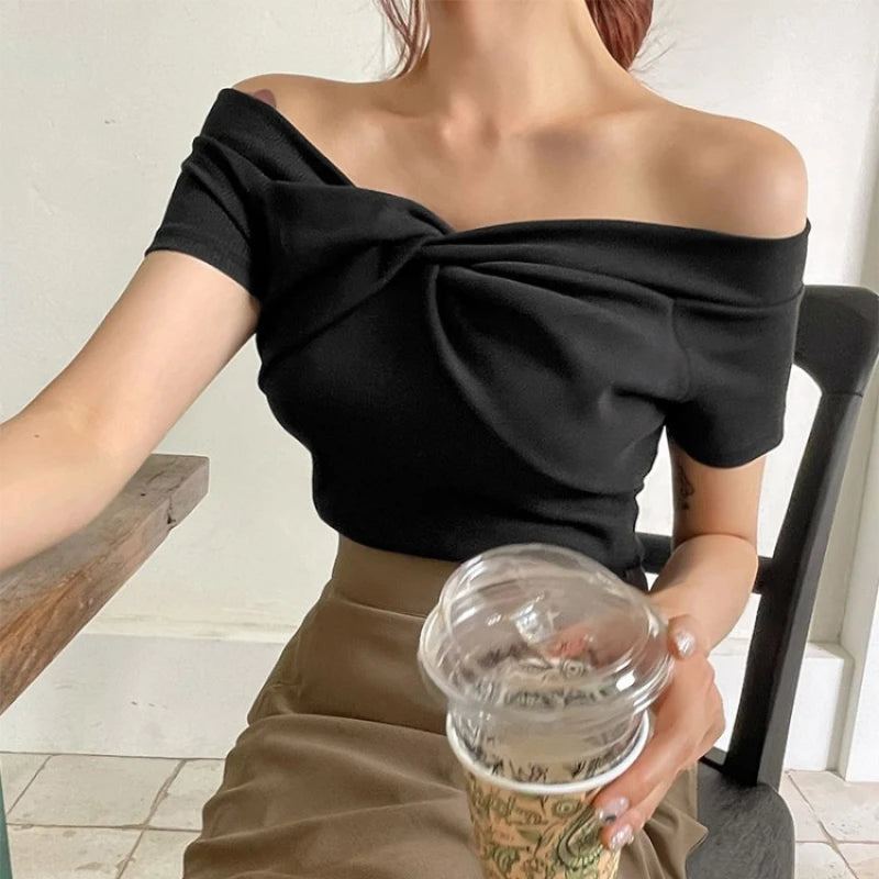 Off-Shoulder Slim Crop Top