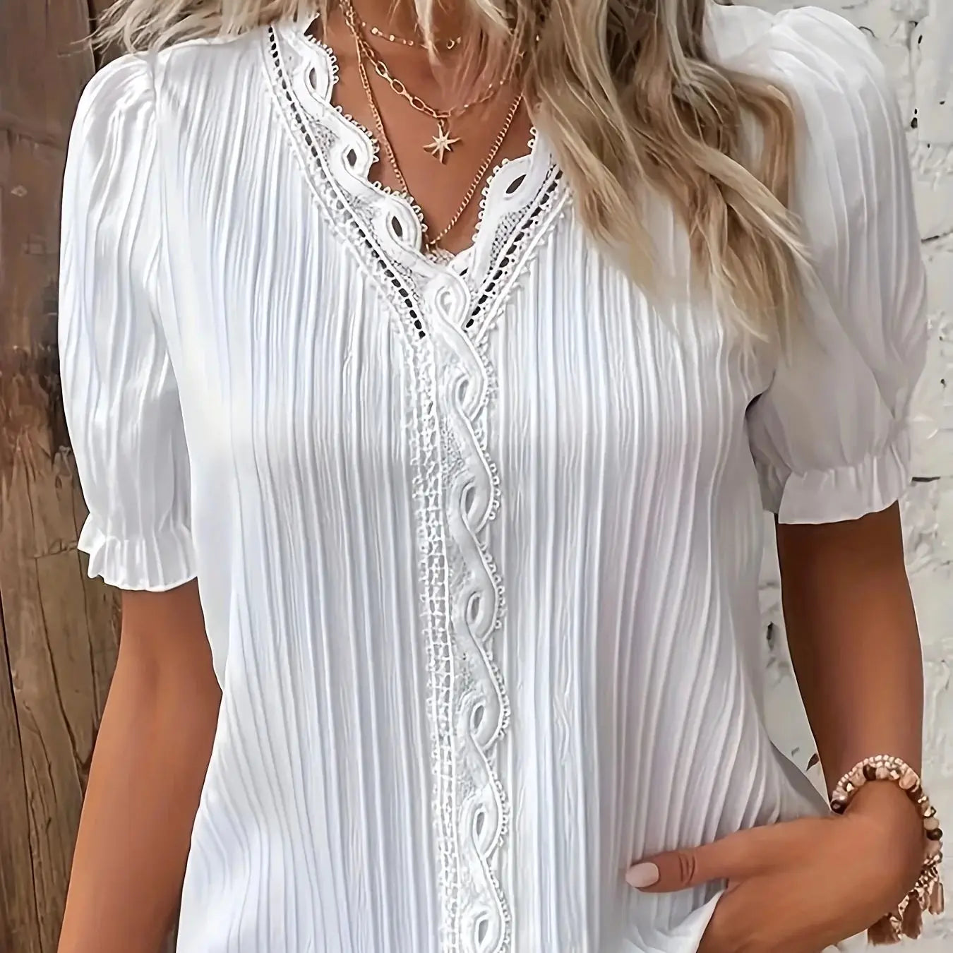 Plus Size Elegant Short-Sleeve Top