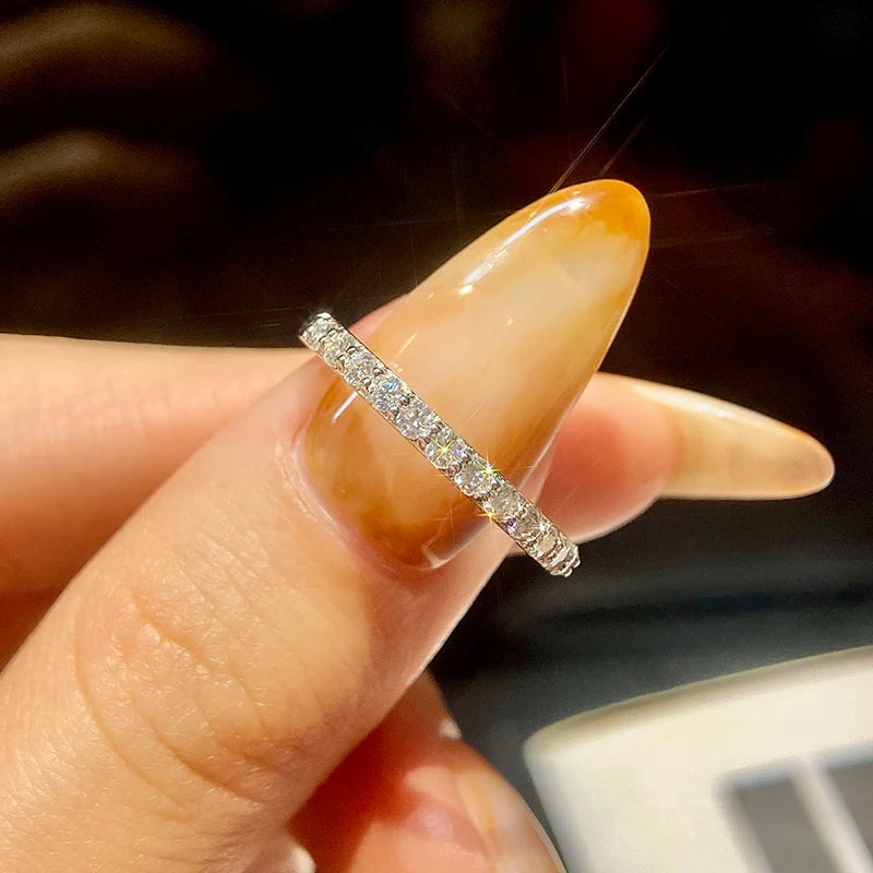 Test Passed Moissanite Matching Wedding Band for Women