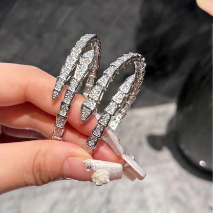 Fashion Snake Bone Open Bracelet with Cubic Zirconia