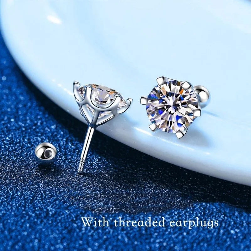 0.5–2ct Moissanite Screw Back Stud Earrings