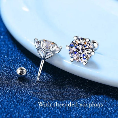 0.5–2ct Moissanite Screw Back Stud Earrings
