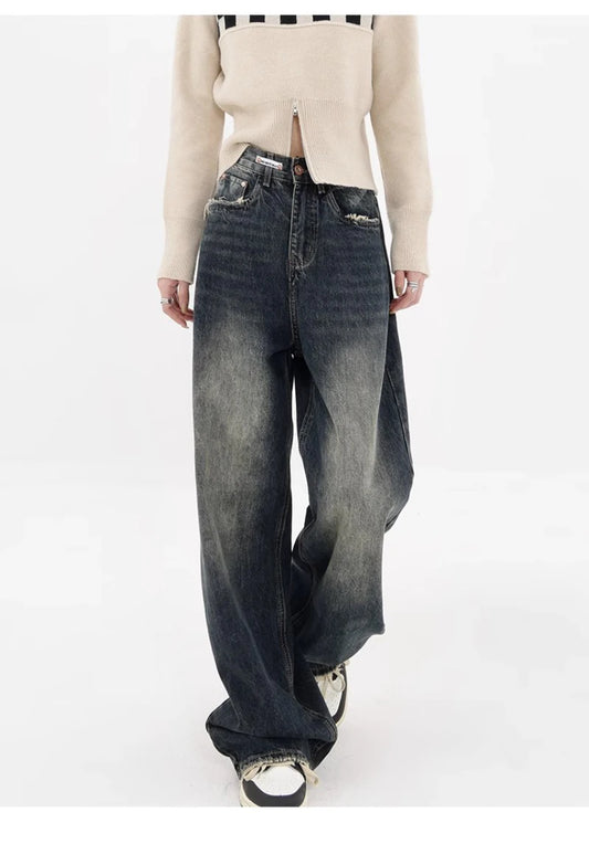 Women's Retro Loose Wide-Leg Jeans