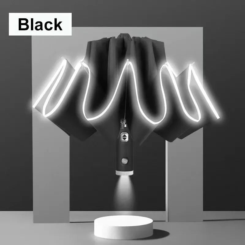 Fully Automatic Folding Umbrella with LED Flashlight
