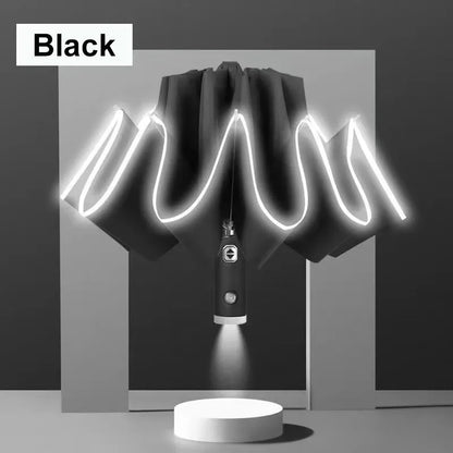 Fully Automatic Folding Umbrella with LED Flashlight