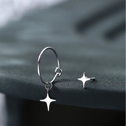 Silver Star Flash Crystal Earrings