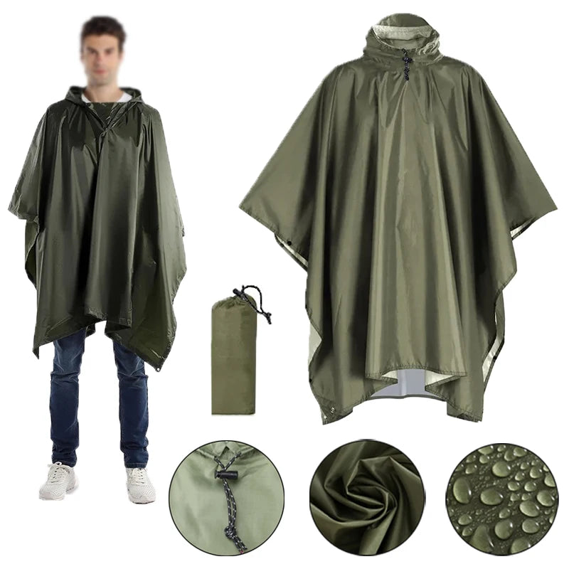 3-in-1 Military-Style Rain Poncho