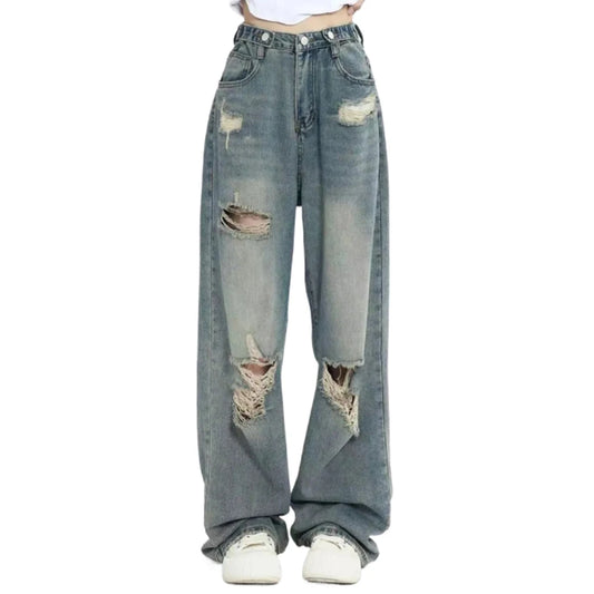 American Vintage High-Waist Ripped Wide-Leg Jeans