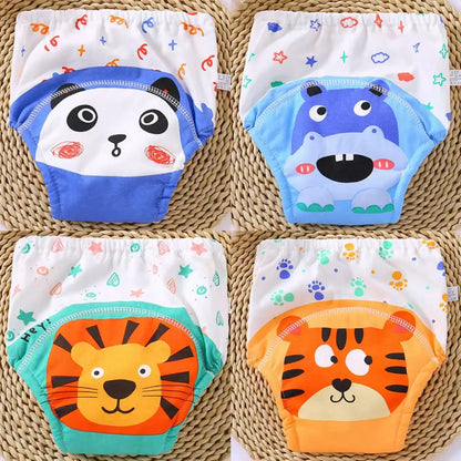 4pcs Baby Cartoon Muslin Cotton Training Pants Set