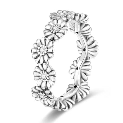 Silver-Plated Infinity Flower Daisy Ring for Women 