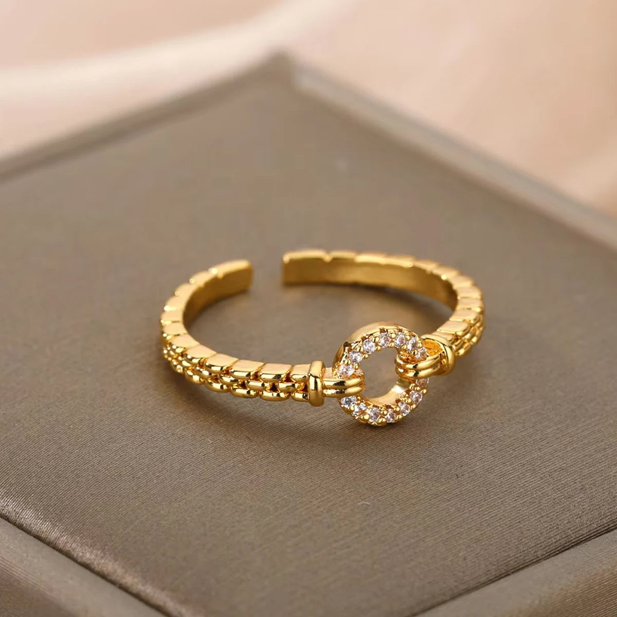 Punk Rock Chain Round Open Ring for Women