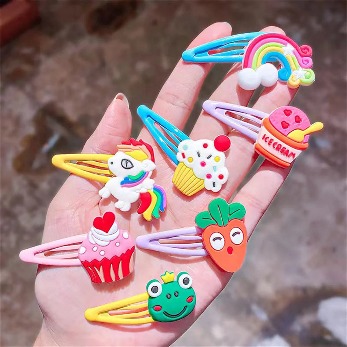 10PCS Cute Cartoon Hairpins Set