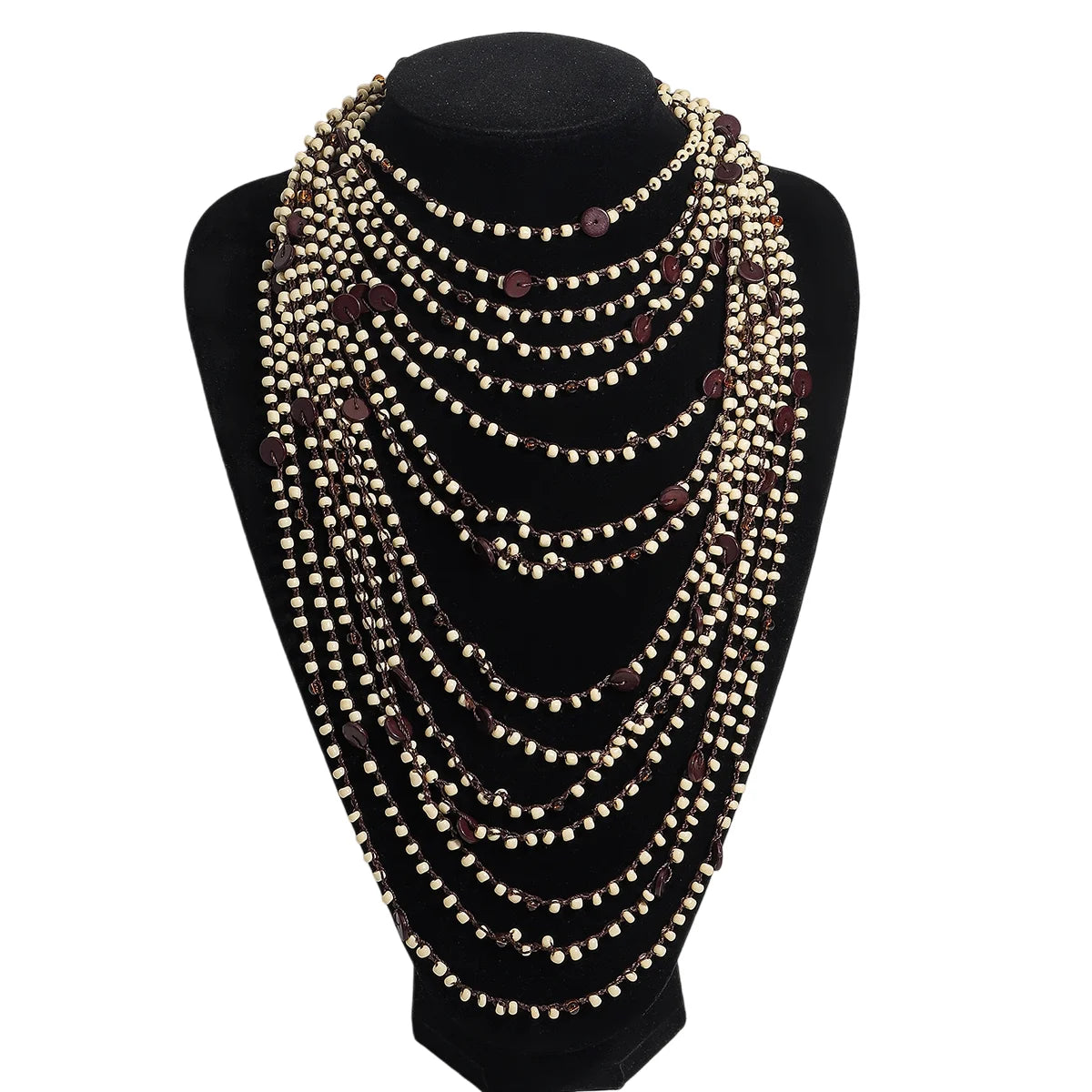 Trendy Handmade Brown Beaded Seashell Necklace