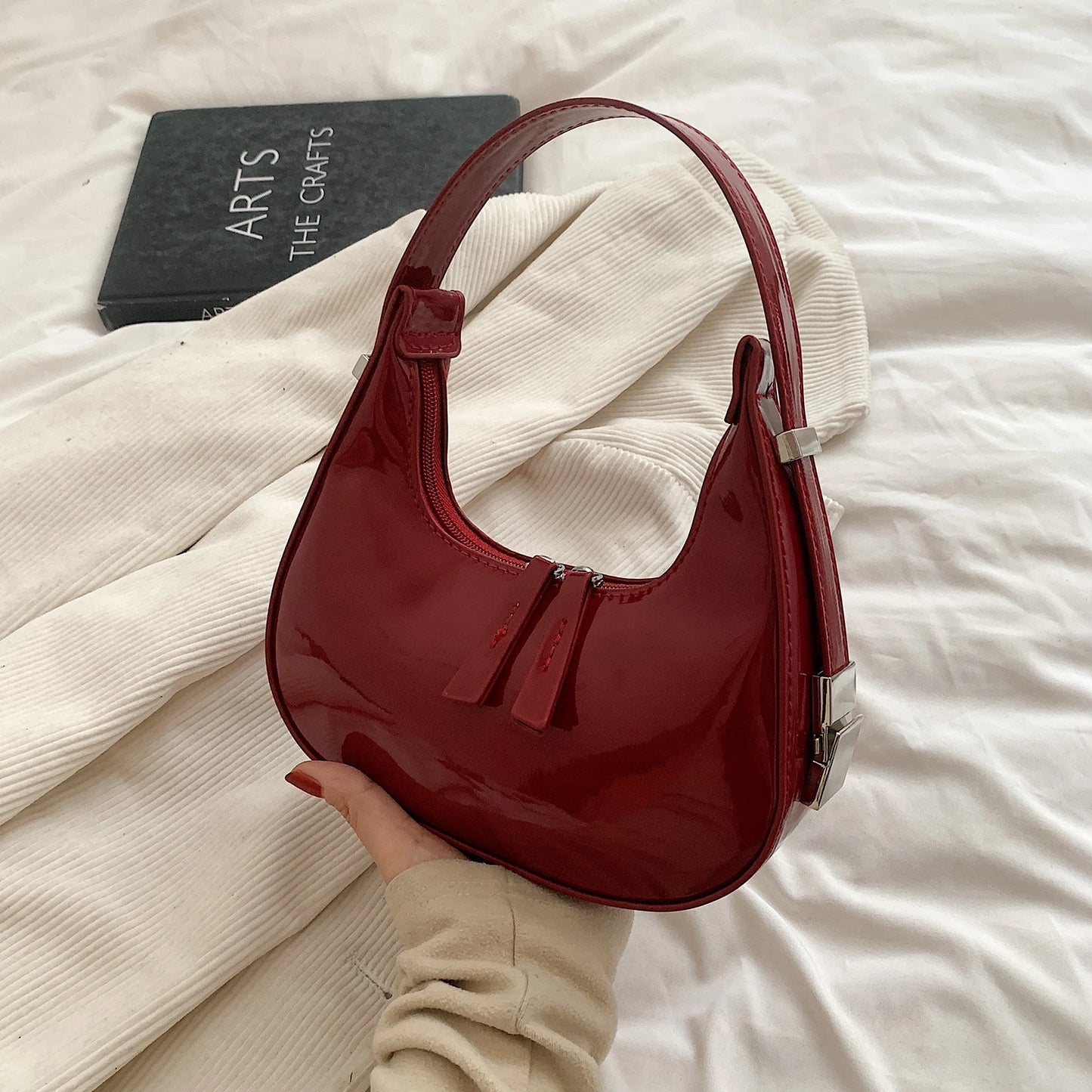 Vintage Half Moon PU Leather Shoulder Bag