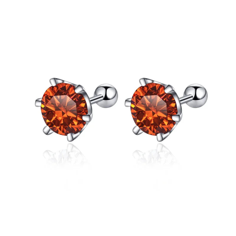 0.5–2ct Moissanite Screw Back Stud Earrings