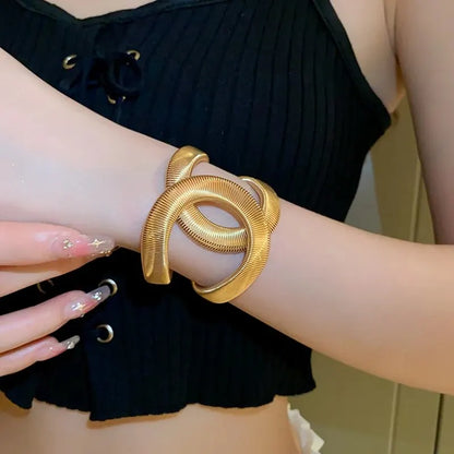 Gold Color Hollow Snake-Shaped Bracelet for Women