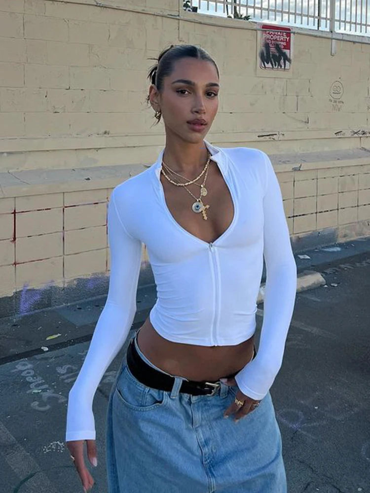 Summer Sexy Zipper V-Neck Sleeveless Top