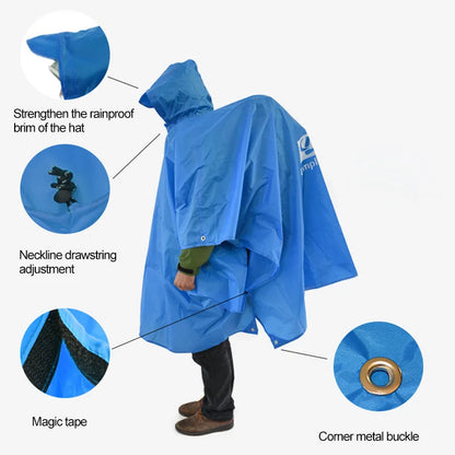 3-in-1 Long Hooded Raincoat