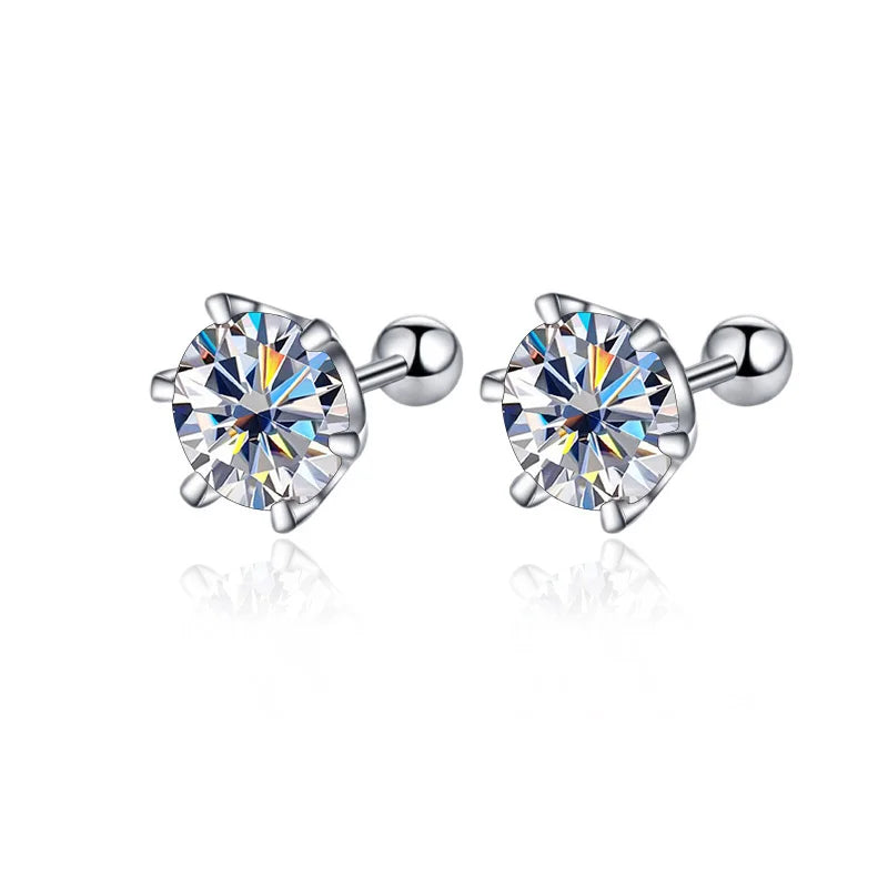 0.5–2ct Moissanite Screw Back Stud Earrings