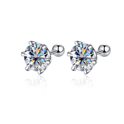 0.5–2ct Moissanite Screw Back Stud Earrings