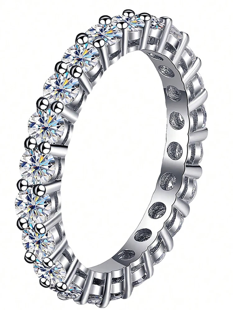 925 Sterling Silver Classic Zircon Single Row Ring for Women