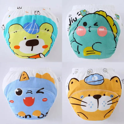 4pcs Baby Cartoon Muslin Cotton Training Pants Set