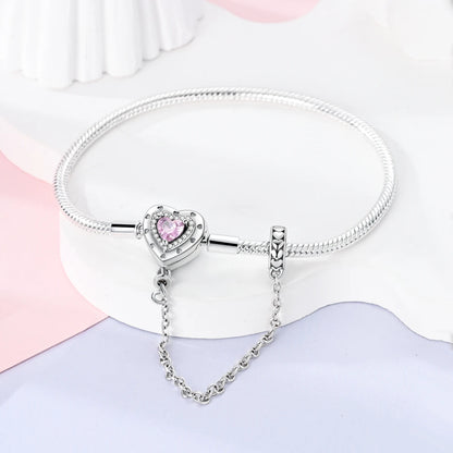 Silver-Plated Charm Bracelet with Safety Chain Clasp