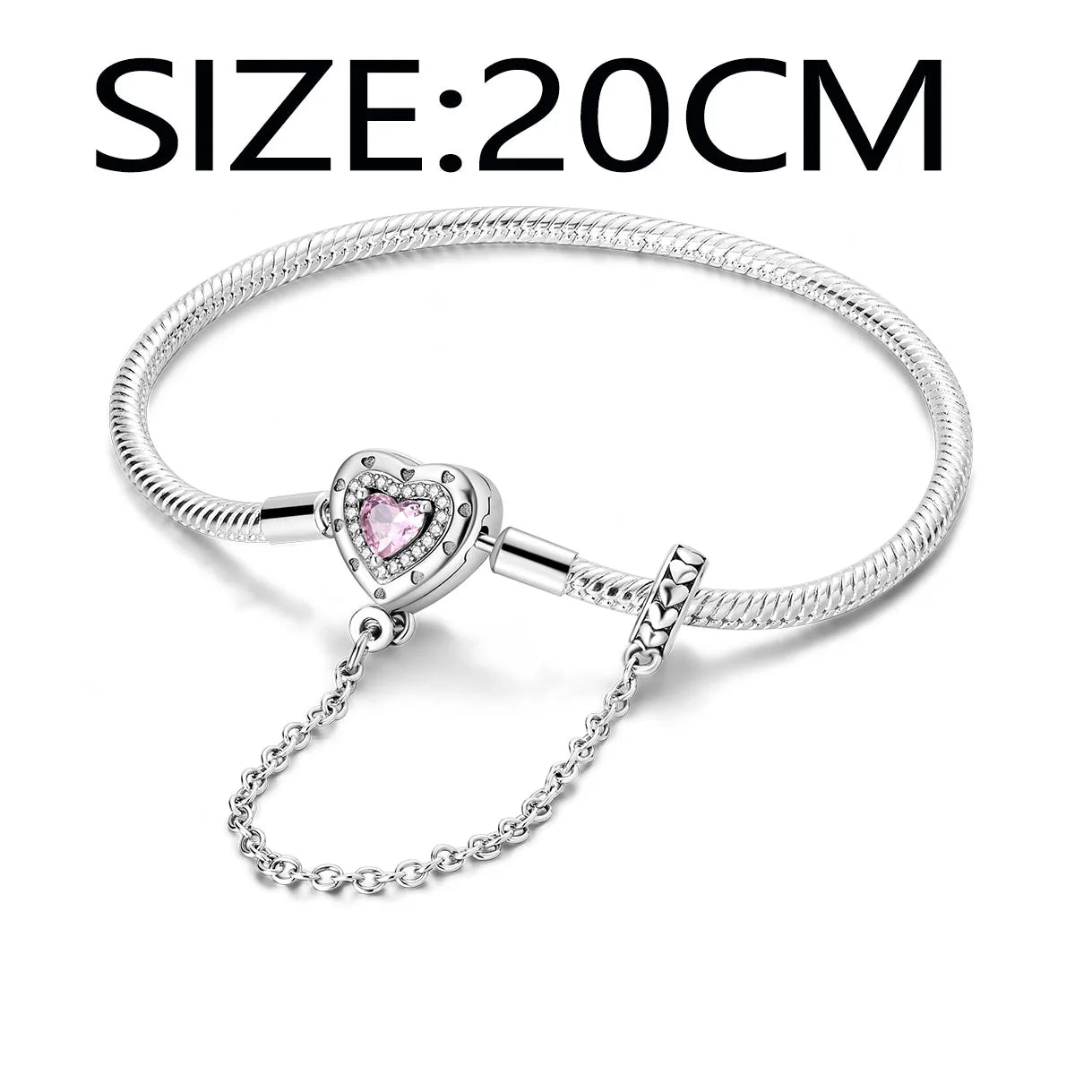 Silver-Plated Charm Bracelet with Safety Chain Clasp