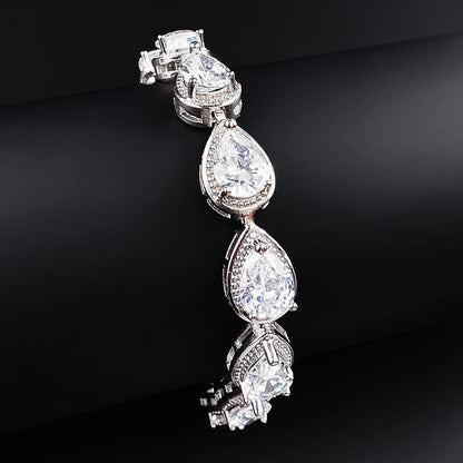 Luxury 18CM “Angel Tears” Pear-Shaped Silver Color Bracelet