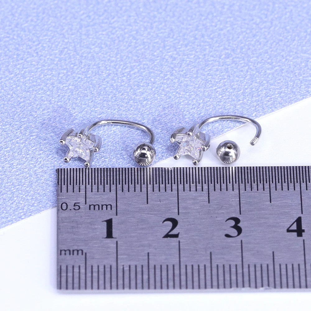 Silver Star Flash Crystal Earrings