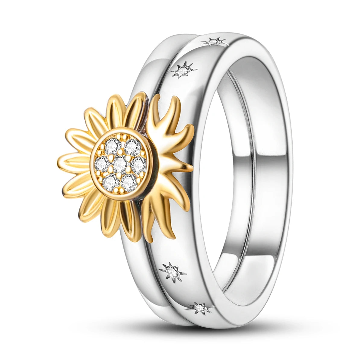 Silver-Plated Infinity Flower Daisy Ring for Women 