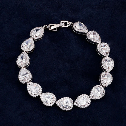 Luxury 18CM “Angel Tears” Pear-Shaped Silver Color Bracelet