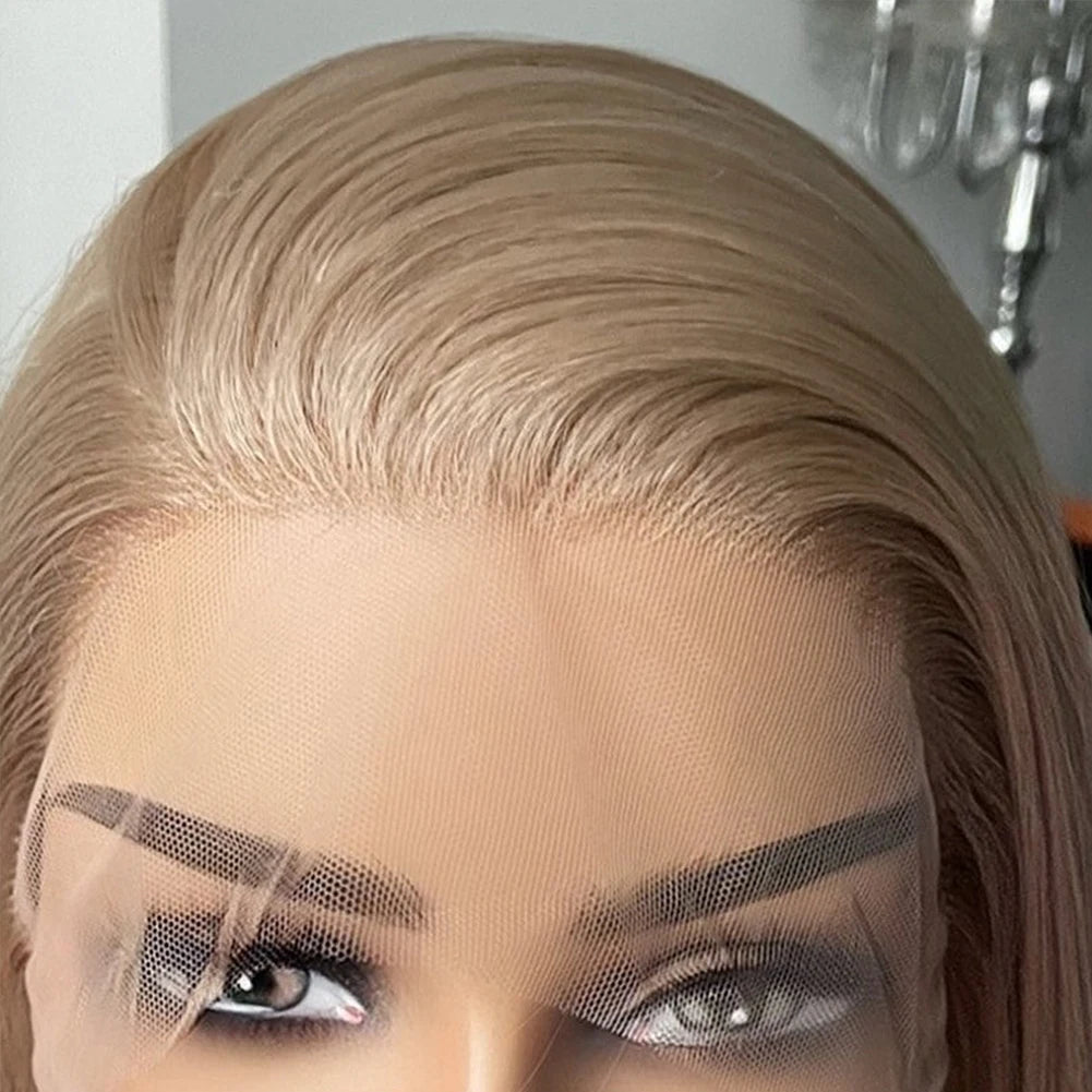 Long Straight Ash Blonde Synthetic Lace Front Wig