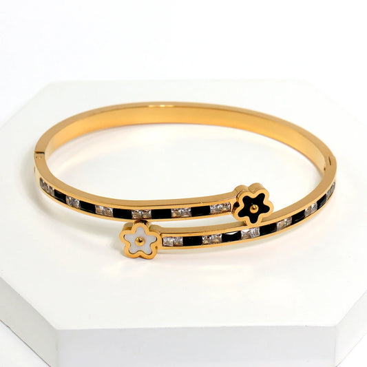 3Pcs/Set Stainless Steel Clover, Flower & Cross Nail Bracelets